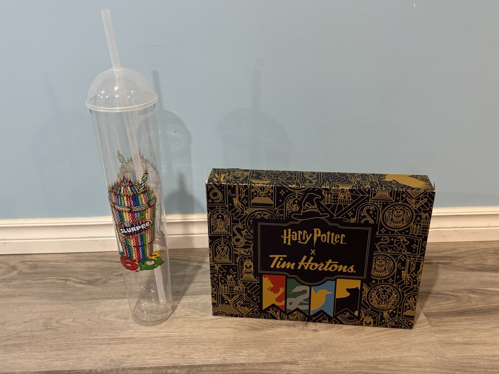 7 11 Slurpee 60th Anniversary Cup, Tim Hortons X Harry Potter Donut Box READ AD