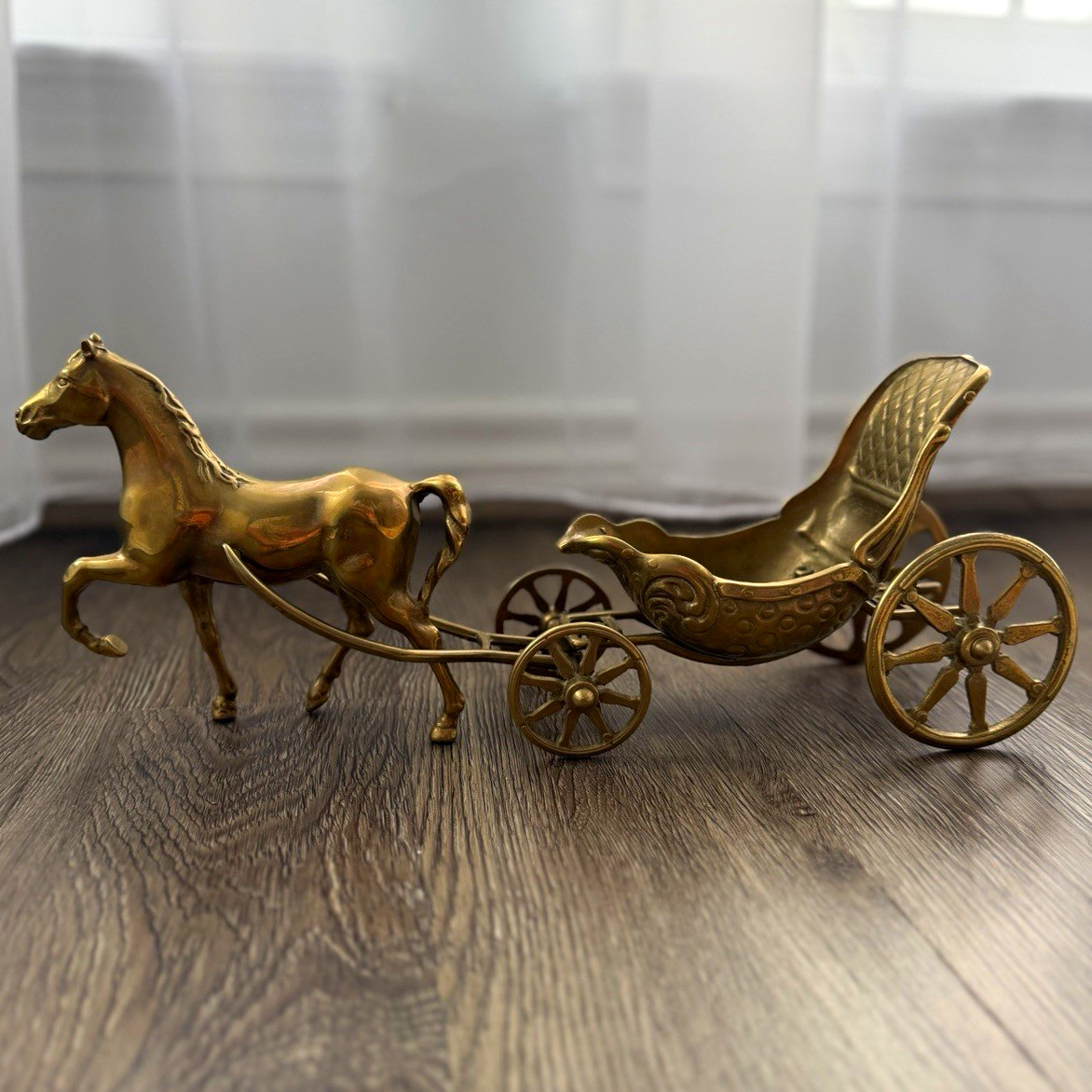 Brass Horse And Carriage Vintage Artmark Made In Italy 15’