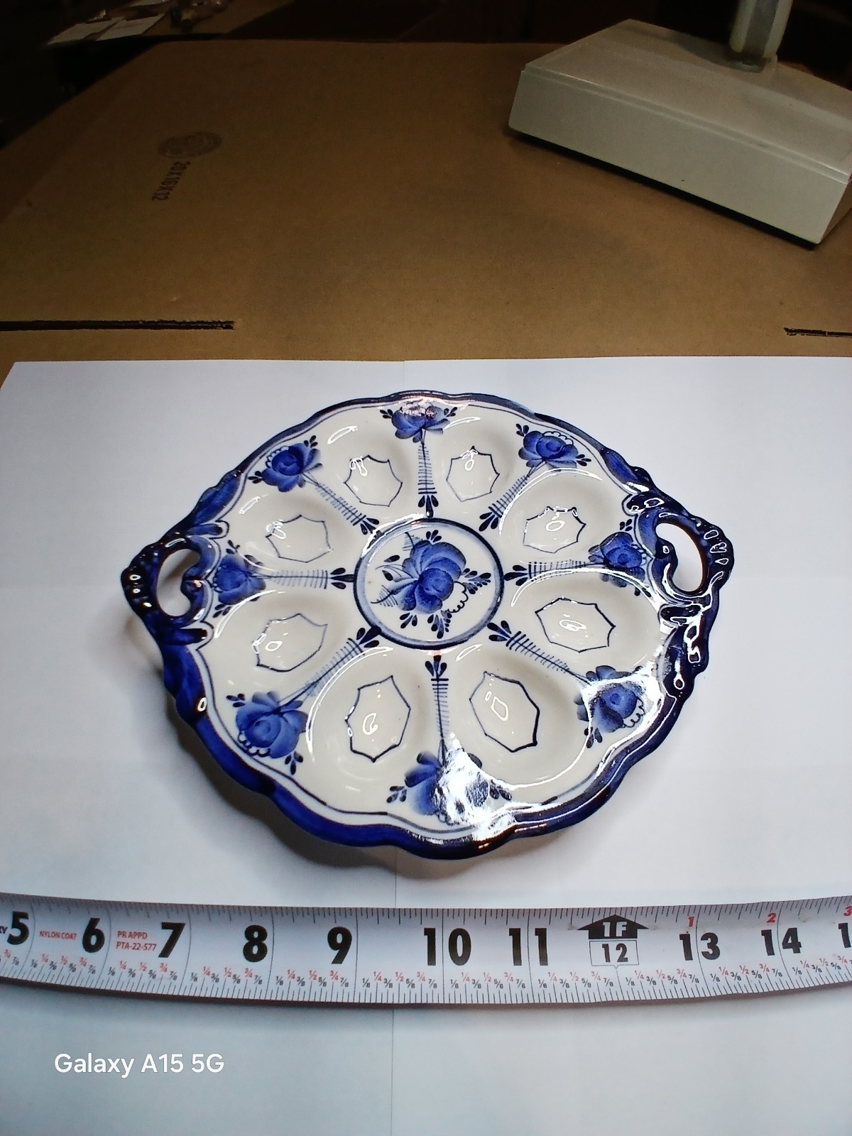 Vintage 1990\'s Handmade/Painted GZHEL Porcelain Deviled Egg Tray Russia Vintage 1990\'s Handmade/Painted GZHEL Porcelain Deviled Egg Tray Russia