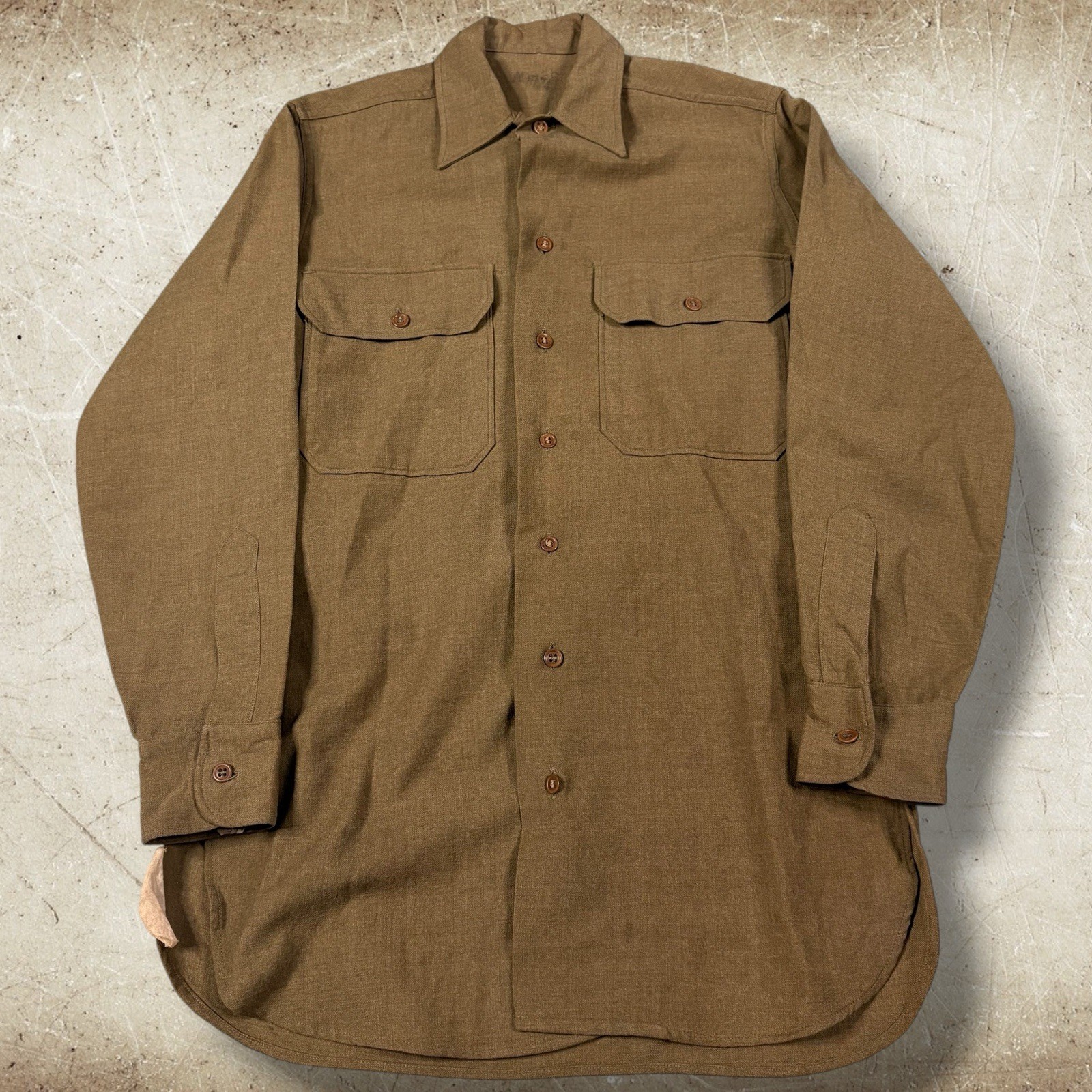 VINTAGE US ARMY WOOL SHIRT WW2 1941 MEN’S SIZE 14.5X33 TRUE VINTAGE