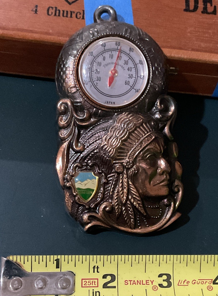 Sisters, Oregon City Souvenir Thermometer w/ Native American Head Design Sisters, Oregon City Souvenir Thermometer w/ Native American Head Design