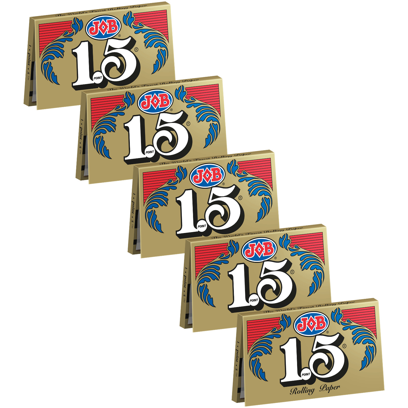 JOB Gold 1.5 Rolling Paper 1 1/2 Size Classic Cigarette Papers (5 Booklets) JOB Gold 1.5 Rolling Paper 1 1/2 Size Classic Cigarette Papers (5 Booklets)