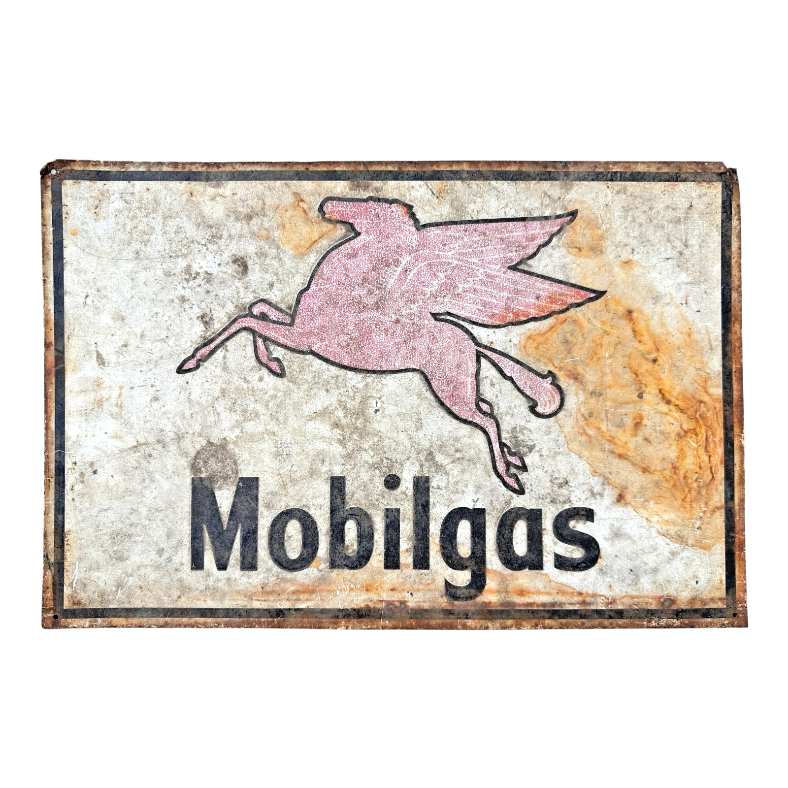 Antique Original Mobilgas Pegasus Gasoline Advertising Trade Sign Antique Original Mobilgas Pegasus Gasoline Advertising Trade Sign