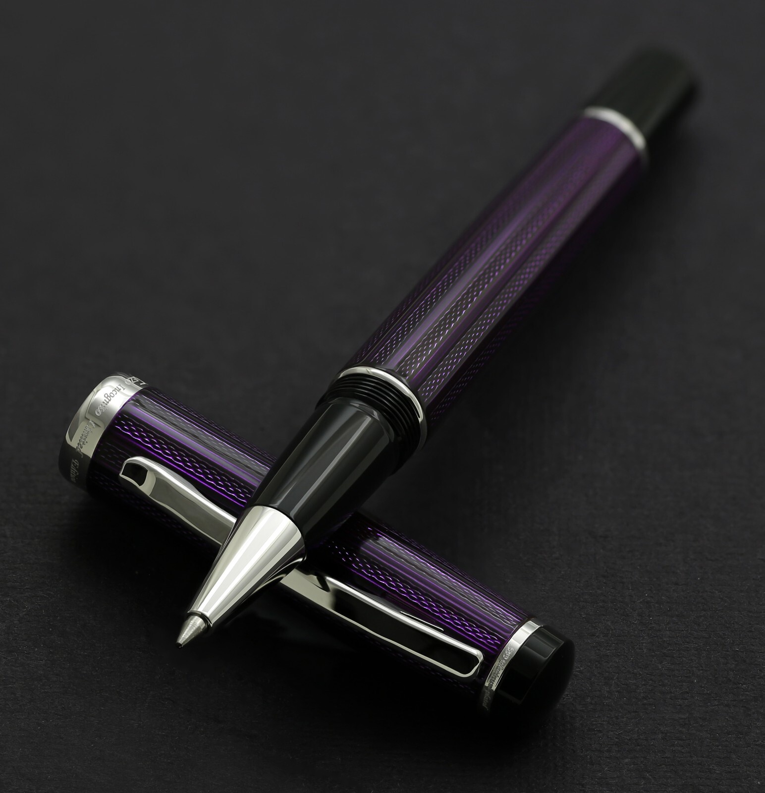 Xezo Incognito Purple Rollerball Pen, Fine Tip. Platinum Plated. Handmade, LE