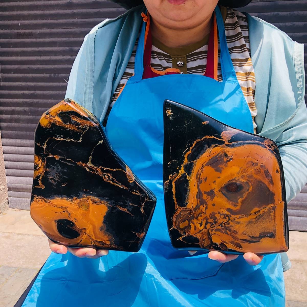 2pcs 7.15 LB Natural Polished Blue Tiger's Eye Freeform Crystal Specimen 6247