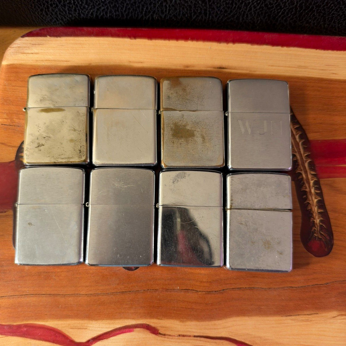 Zippo Lot of 8 Plain Chrome Lighters of Various Years
