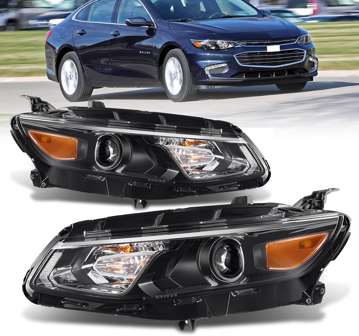 Projector Halogen Headlights Fit for 2016-2018 Chevy Malibu L LS Lt,Factory Styl Projector Halogen Headlights Fit for 2016-2018 Chevy Malibu L LS Lt,Factory Styl