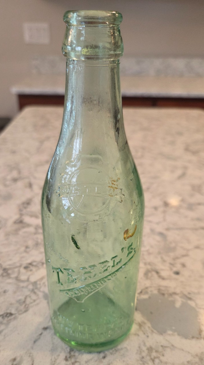 Antique Vintage Wm Tehel\'s Cedar Rapids Iowa Soda Pop Green Bottle 7oz VERY RARE