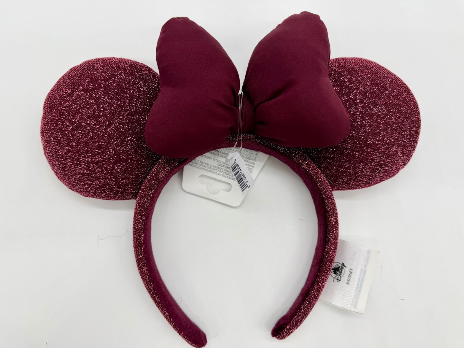 Disney Parks Burgundy Sparkly Minnie Mouse Ears Headband NWT 2026 Dark Cherry