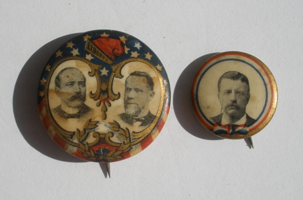 VTG 1904 Theodore Roosevelt Fairbanks Campaign cello Pinback 2  Button lot