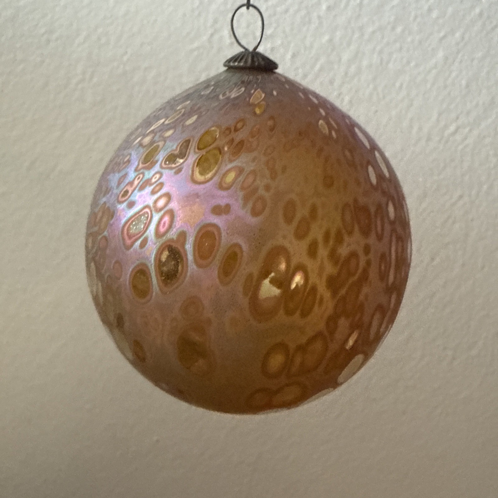 Vintage Craig Zweifel Art Glass Christmas Splatter Iridescent Ornament  1997