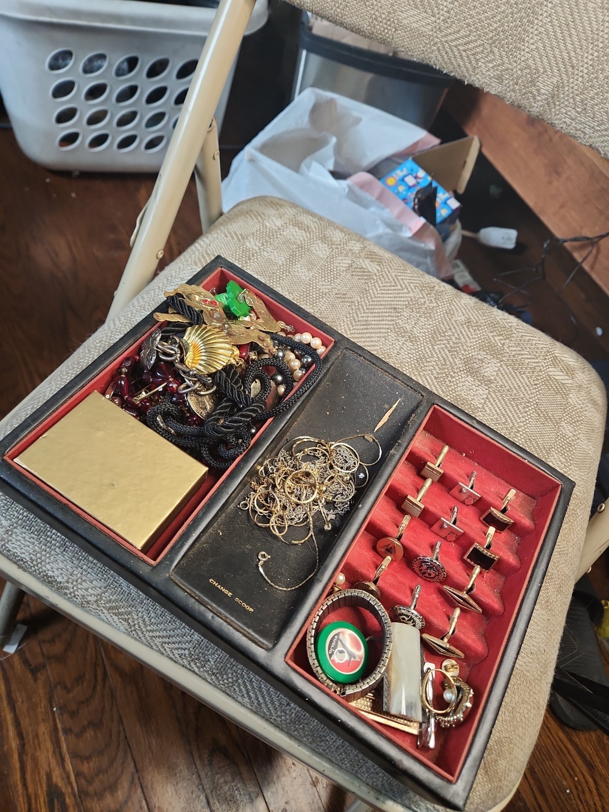 Junk Drawer Lot Jewelry, Vintage Cufflinks....