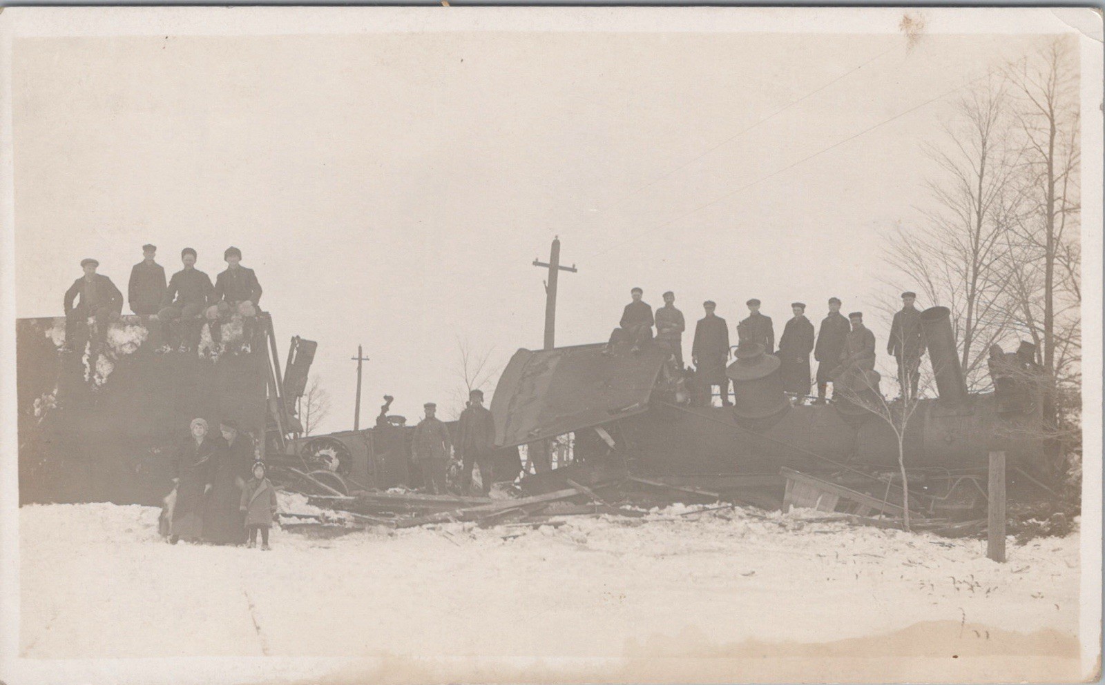 RPPC Disaster- Real Photo Postcard- Railroad Wreck with Many Workers - 1907-1918 RPPC Disaster- Real Photo Postcard- Railroad Wreck with Many Workers - 1907-1918