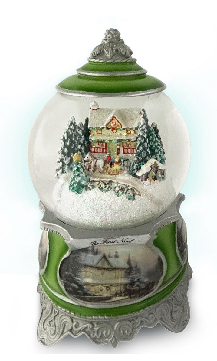 NEW Thomas Kinkade “Songs Of The Season” Musical Snowglobe Playing First Noel