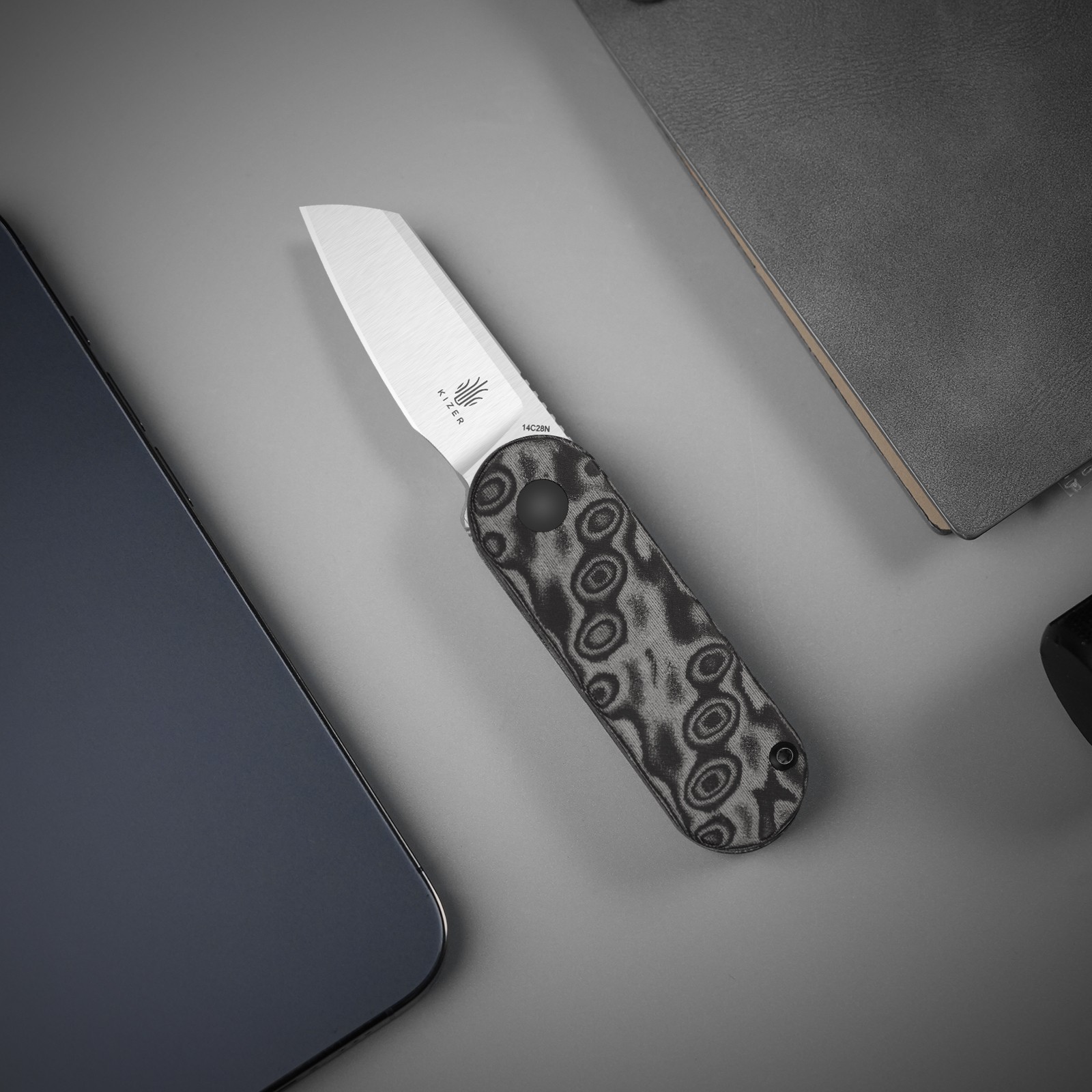 Kizer Mini Bay EDC Folding Pocket Knife 14C28N Blade micarta Handle V2583A6 Kizer Mini Bay EDC Folding Pocket Knife 14C28N Blade micarta Handle V2583A6