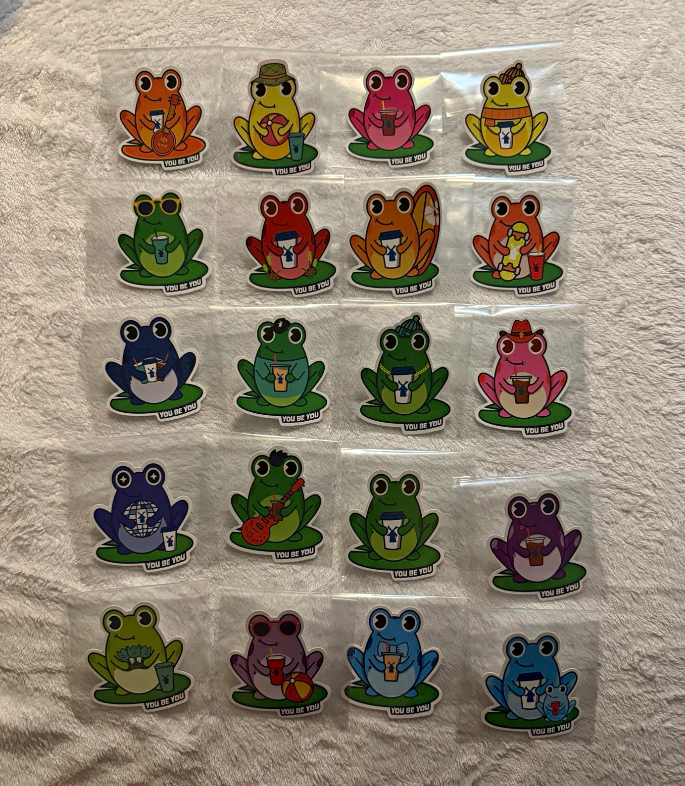 Dutch Bros YOU BE YOU Frog Novelty Sticker Lot, RARE full set of 20