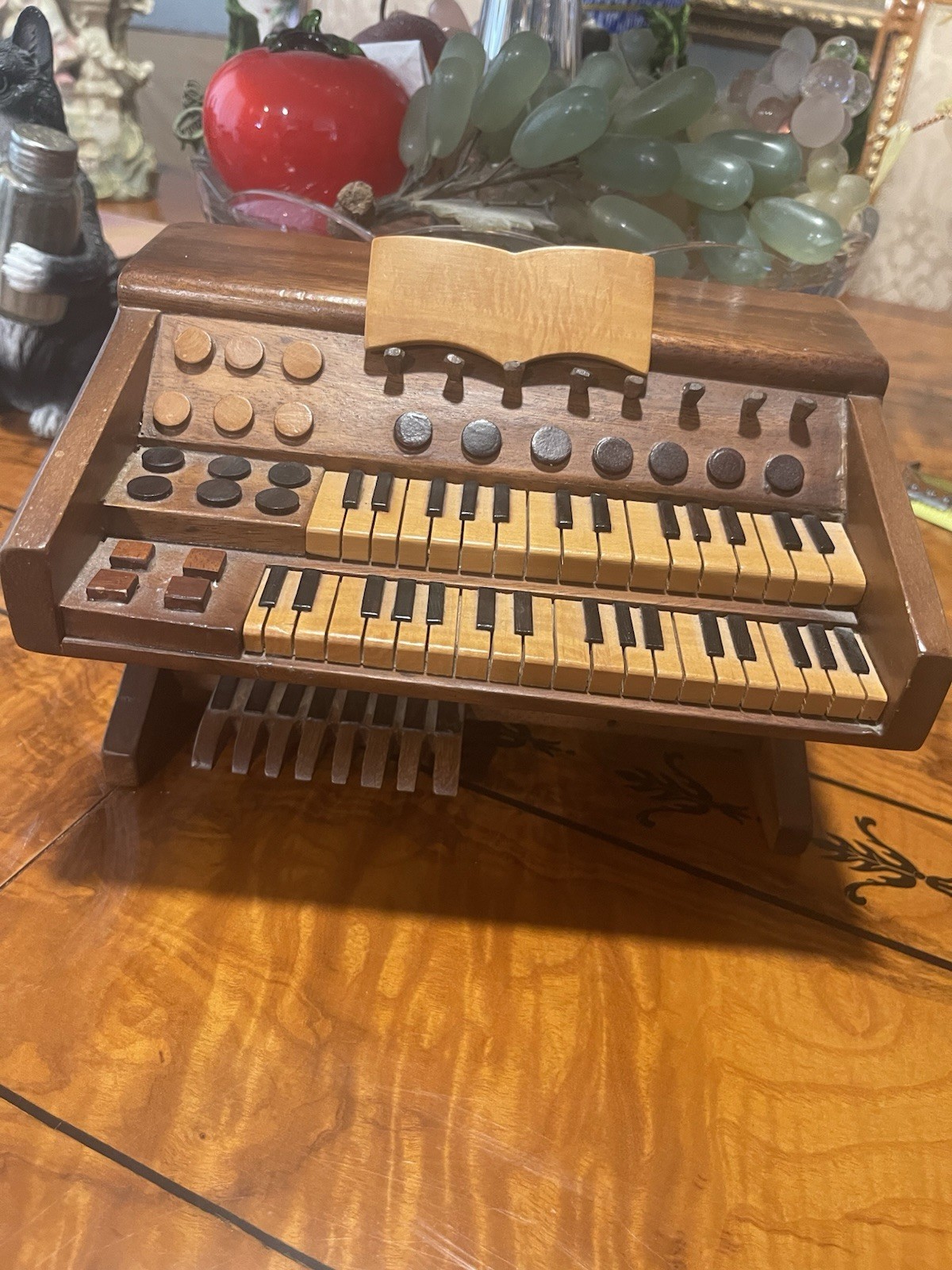 Vintage Wood Organ Miniature San Francisco Wind Up Music Box Working Ex. Detail