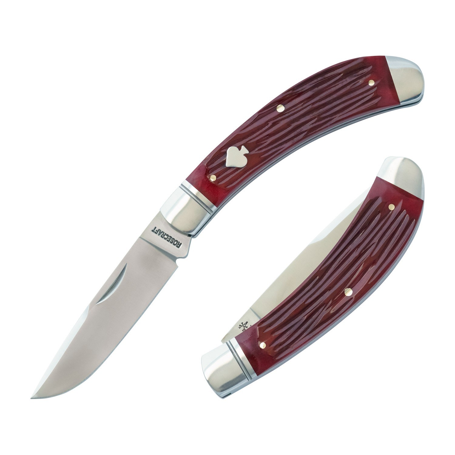 ROSECRAFT KNIVES VINTAGE RED JIGGED BONE OBED CREEK BOW TRAPPER RCT015RJB