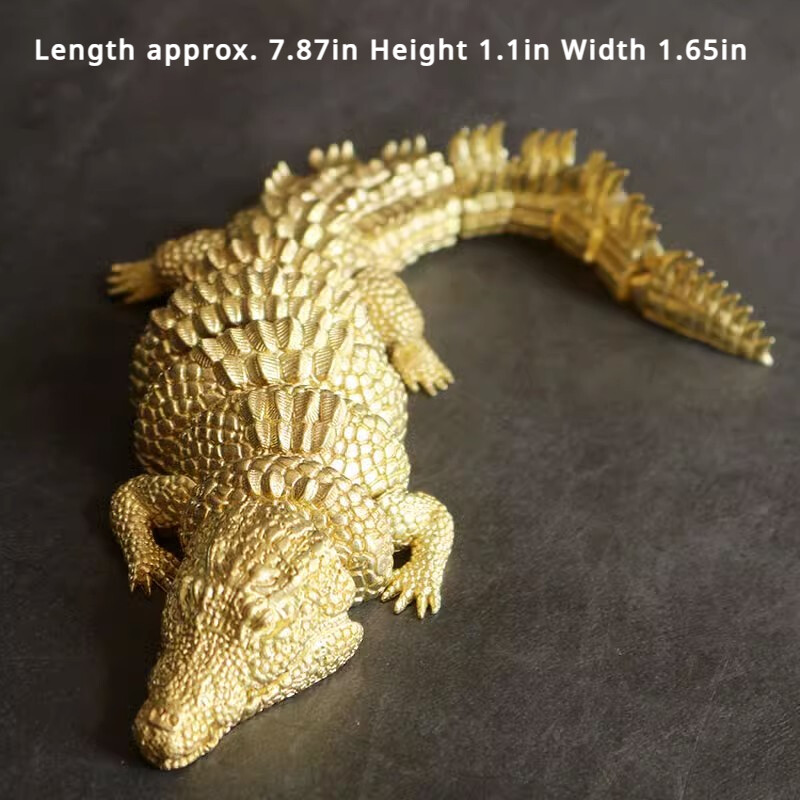 New Solid Brass Crocodile Statue Animal Ornament Toys Home Office Decoration* New Solid Brass Crocodile Statue Animal Ornament Toys Home Office Decoration*