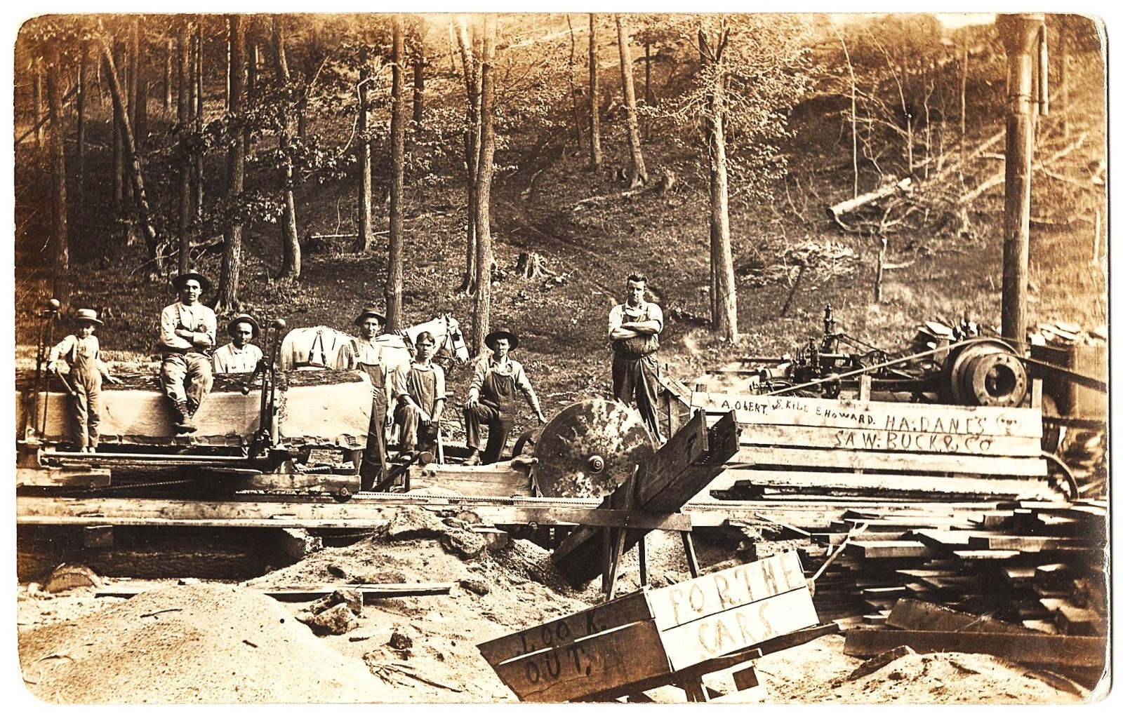 real photo Logging Lumber Crew Mill antique postcard RPPC