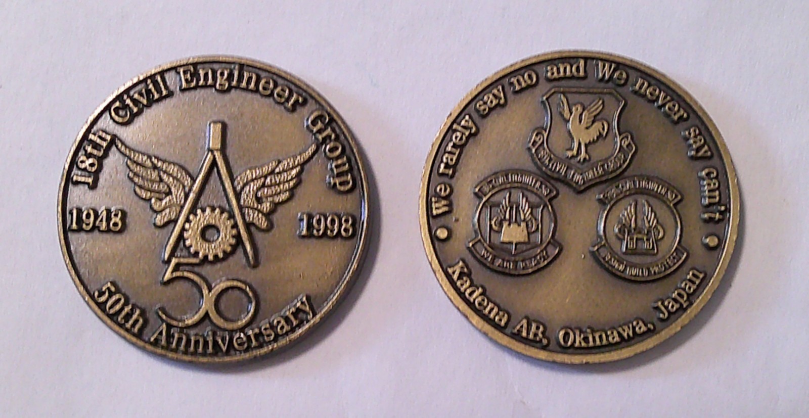 USAF 50TH ANN. 1948-1998 18th Civil Engineering Group KADENA AB Challenge Coin
