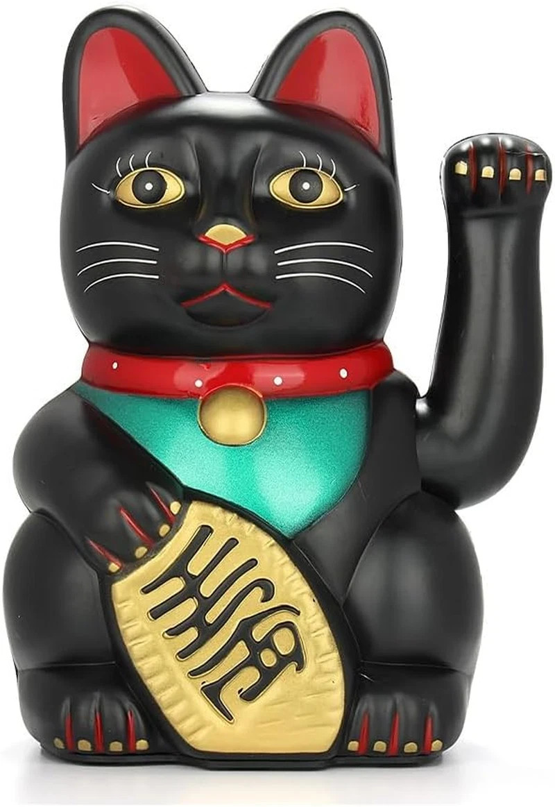 Maneki Neko Lucky Cat - Battery Operated Waving Arm Feng Shui Fortune Figurin...