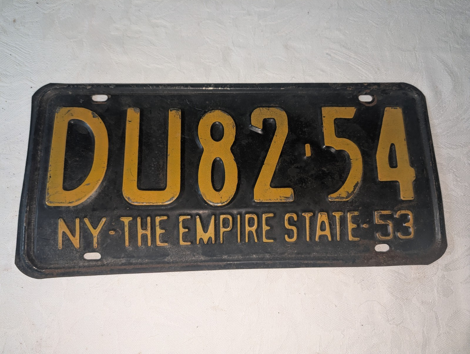 Vintage 1953 NEW YORK BLACK & GOLD License Plate