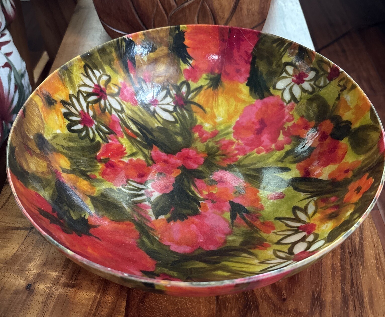 Vintage MCM Fiberglass Vibrant Floral 11\ Vintage MCM Fiberglass Vibrant Floral 11\