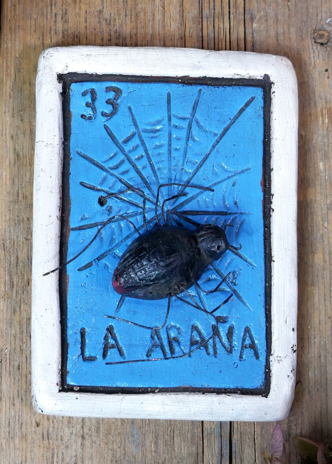 Clay Loteria #33 La Arana The Spider by Rafael Pineda Mexico Board Game Folk Art