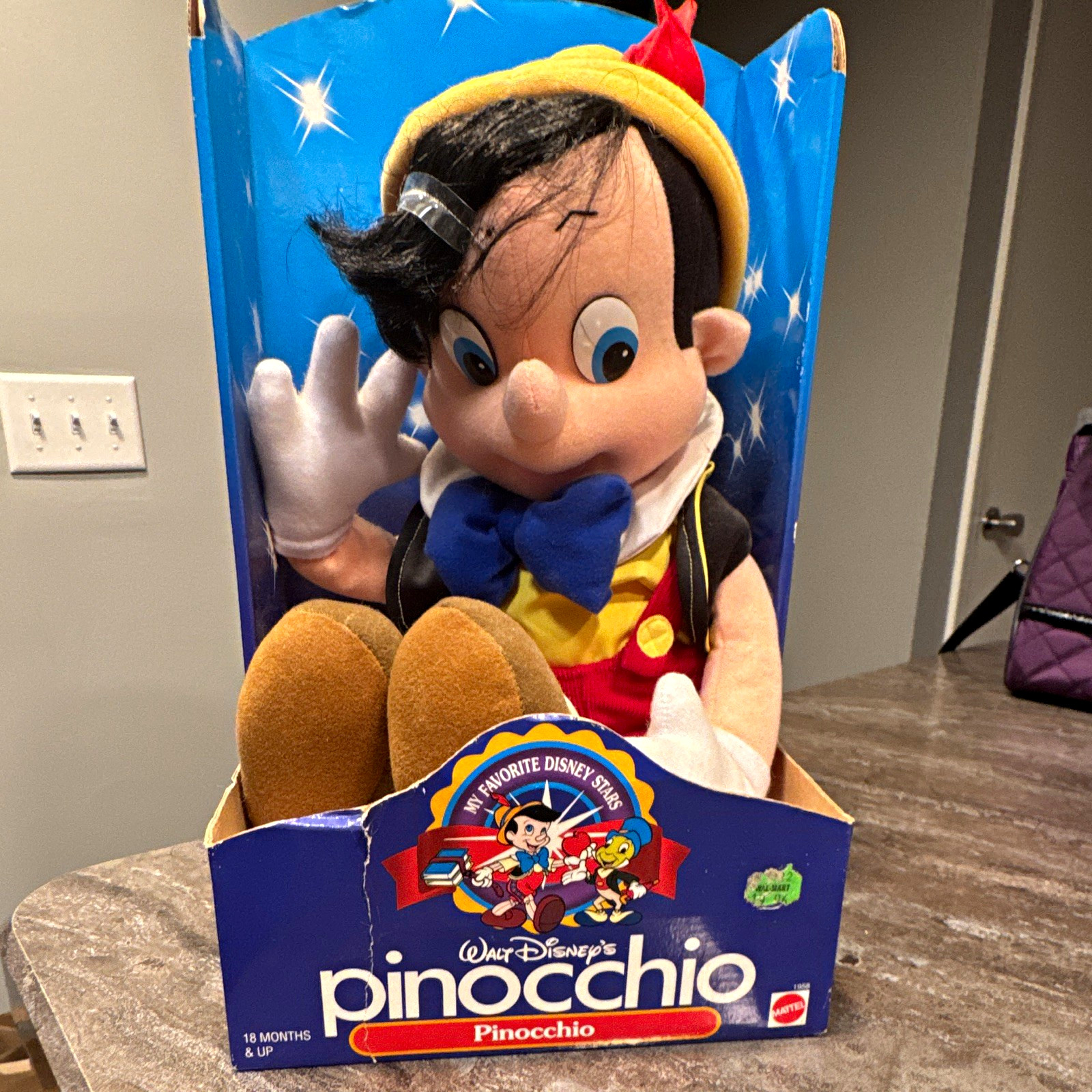 NEW VINTAGE RETRO AUTHENTIC Mattel Walt Disney’s Pinocchio Plush Doll  1996