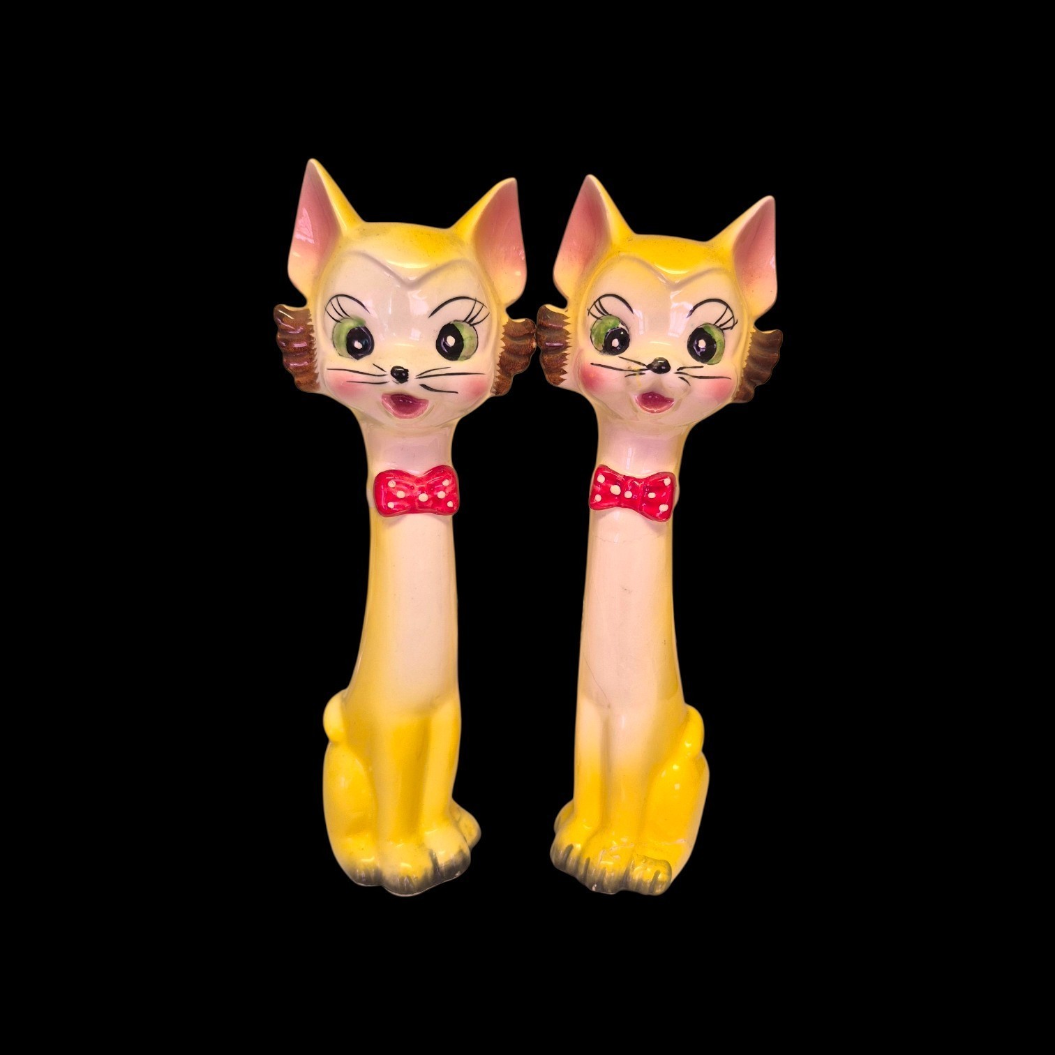 RARE Vintage Bowtie Arnart Japan Long Neck Tall Kitty Cat Salt & Pepper Shakers RARE Vintage Bowtie Arnart Japan Long Neck Tall Kitty Cat Salt & Pepper Shakers
