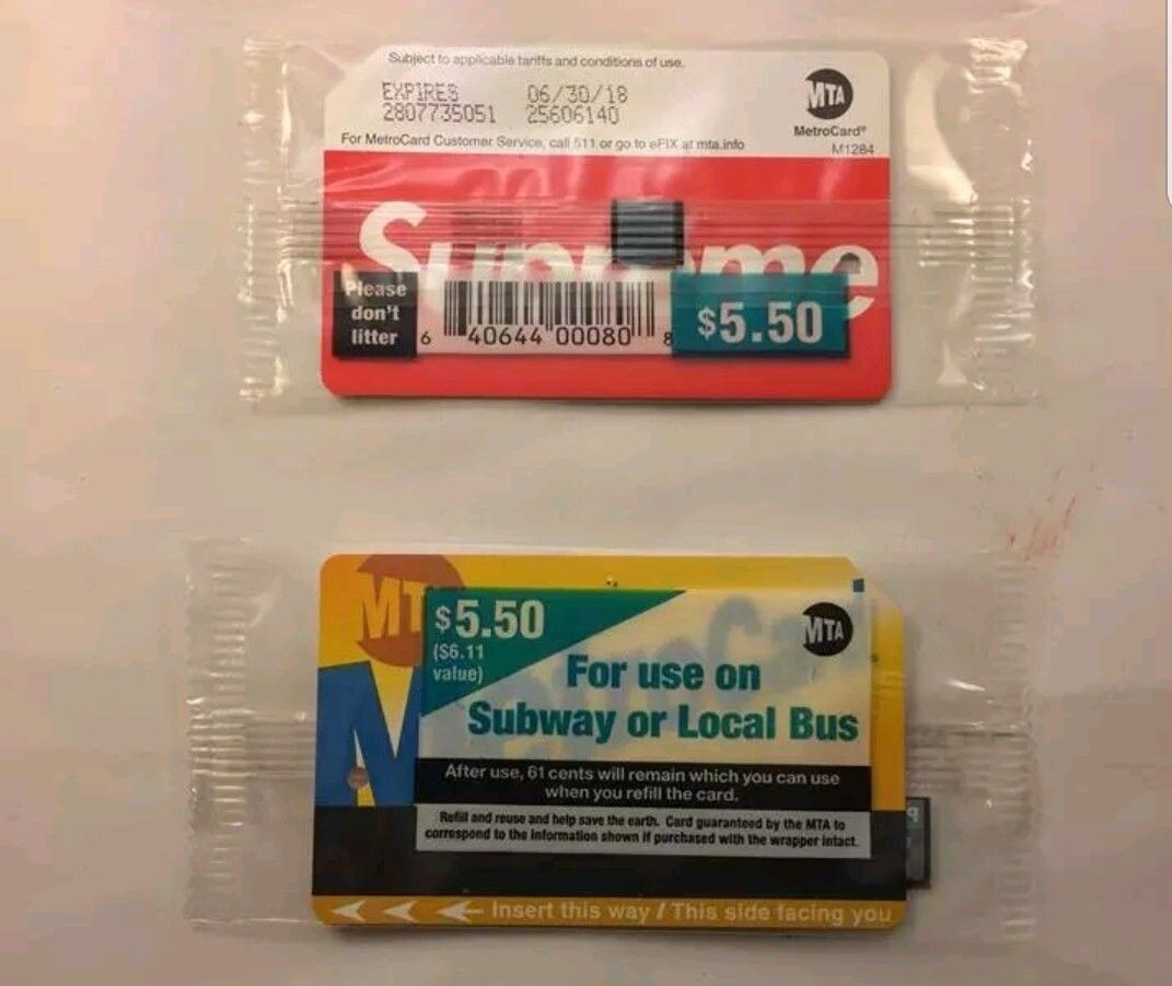 Rare NYC Supreme Metrocard . Mint unused Factory Sealed Rare NYC Supreme Metrocard . Mint unused Factory Sealed