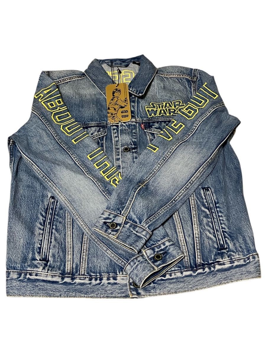Levi's x Star Wars Denim Jacket L Size New with Tags Logo Print Sleeve