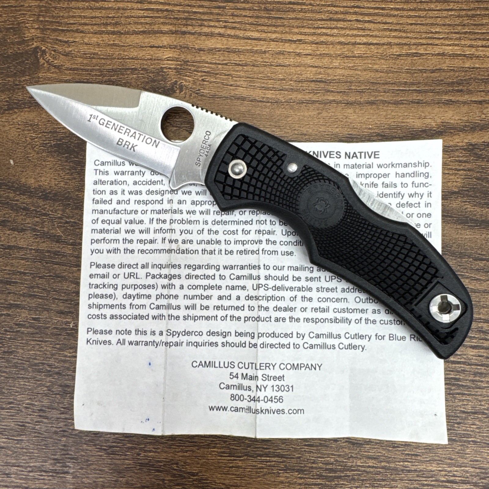 NOS - Spyderco - 1st Generation BRK Native - Plain Edge- Black - 440A - New NOS - Spyderco - 1st Generation BRK Native - Plain Edge- Black - 440A - New