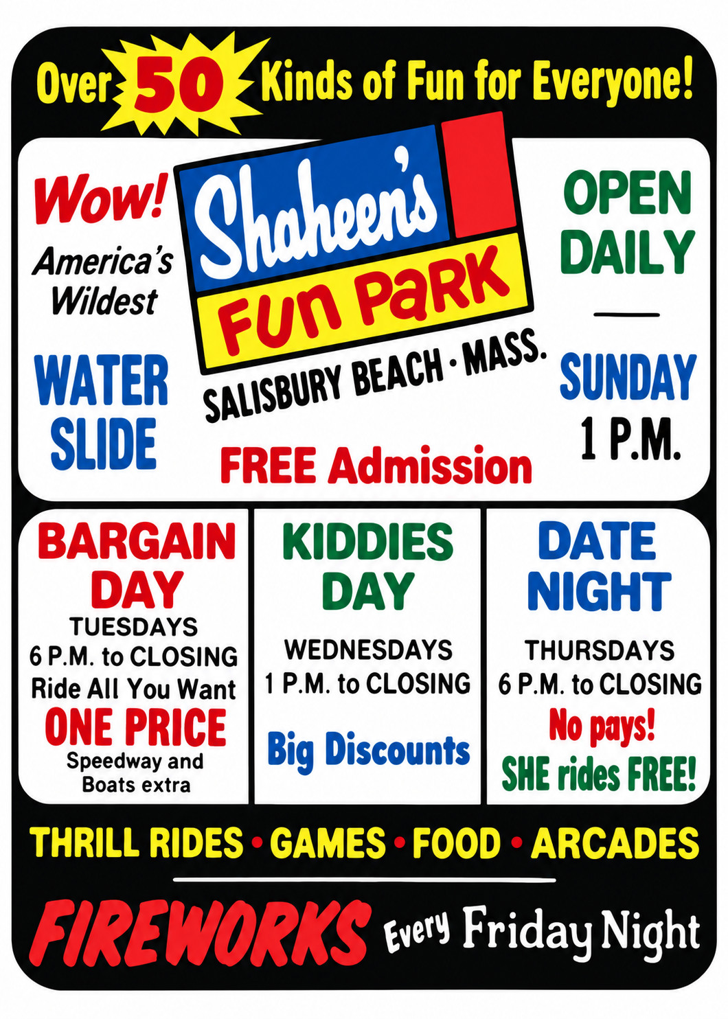 Vintage Shaheen\'s Fun Amusement Park Ad Magnet – Salisbury Beach, Massachusetts