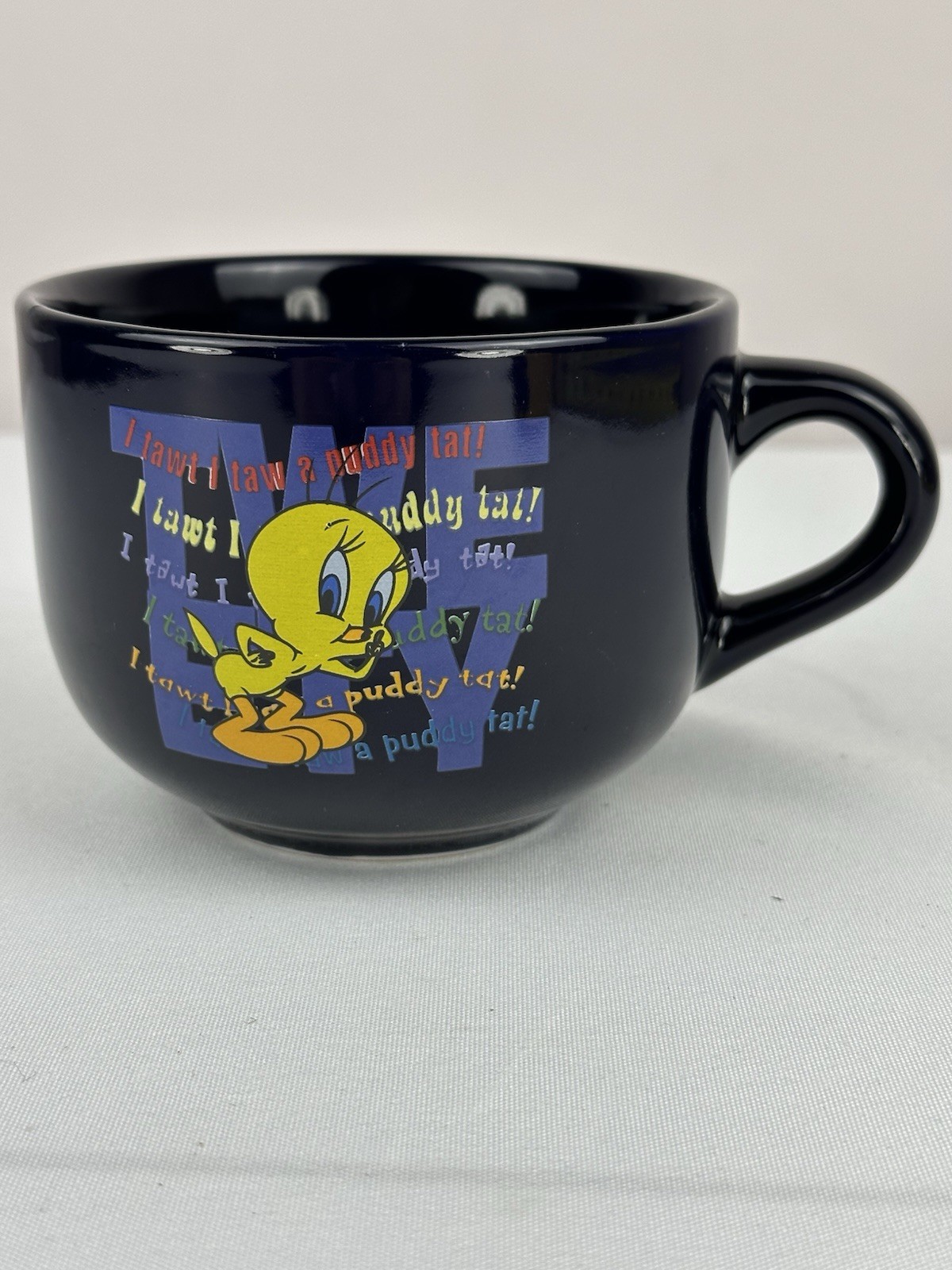 Vintage 1999 Looney Tunes Tweety Bird Cappuccino Coffee Cup Soup Mug Dark Blue Vintage 1999 Looney Tunes Tweety Bird Cappuccino Coffee Cup Soup Mug Dark Blue