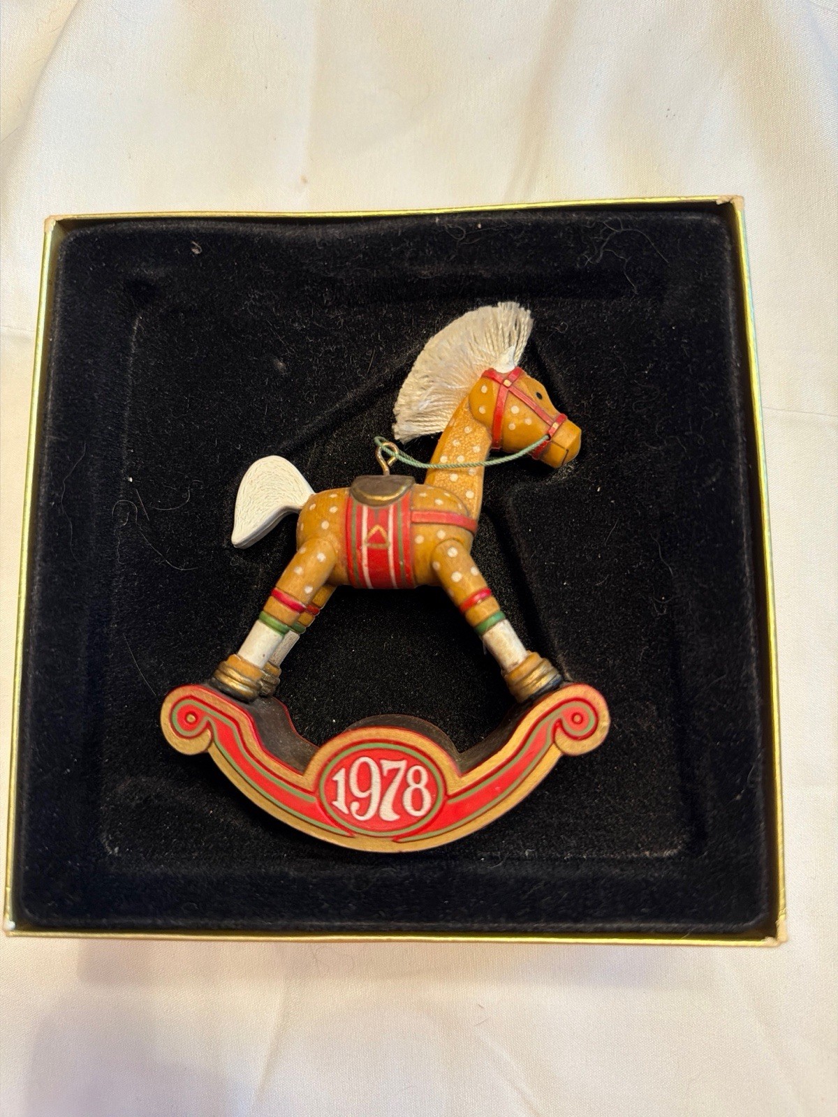 Vintage 1978 Hallmark Rocking Horse Christmas Tree Ornament in Original Box