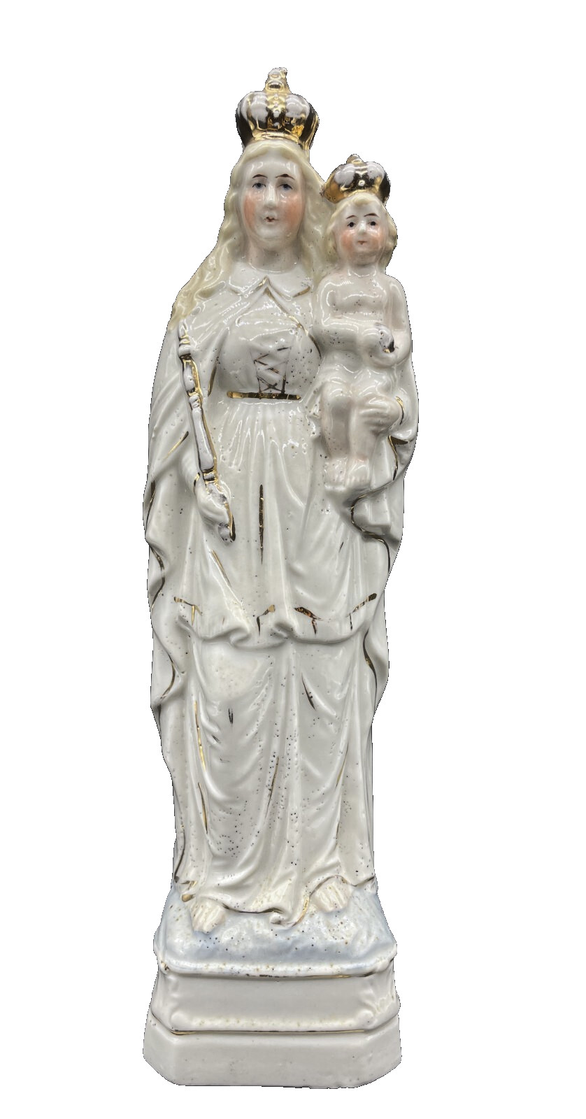 Antique BRUSSELS Porcelain Madonna Child Religious Christian Figurine Statue Antique BRUSSELS Porcelain Madonna Child Religious Christian Figurine Statue