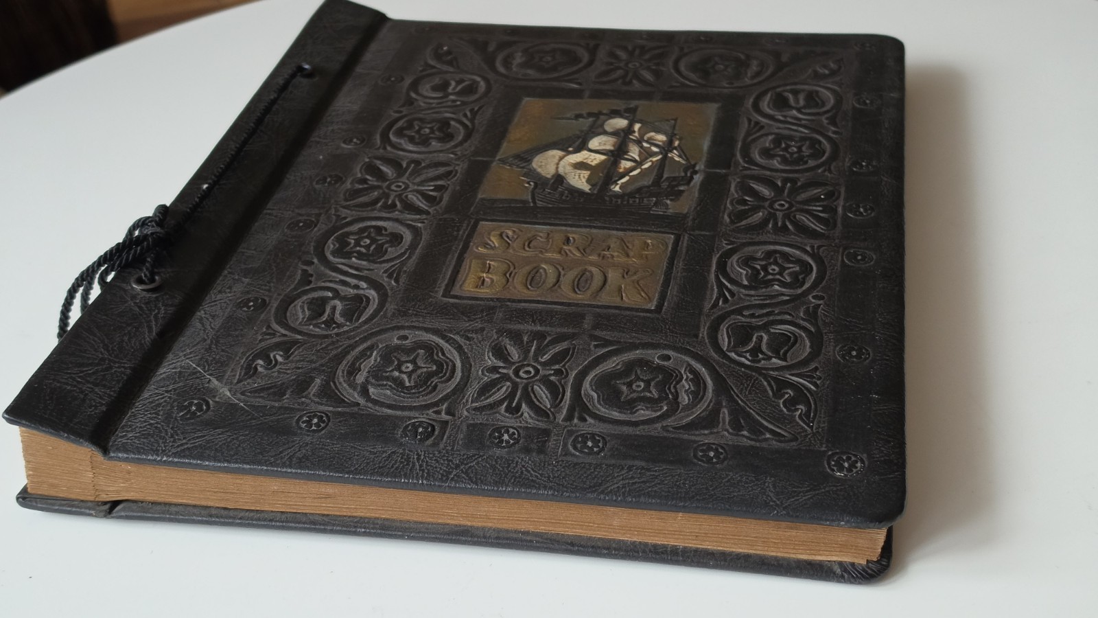 Vintage National Blank Book Co. Scrapbook 2451 embossed Cover Ship Design NOS...