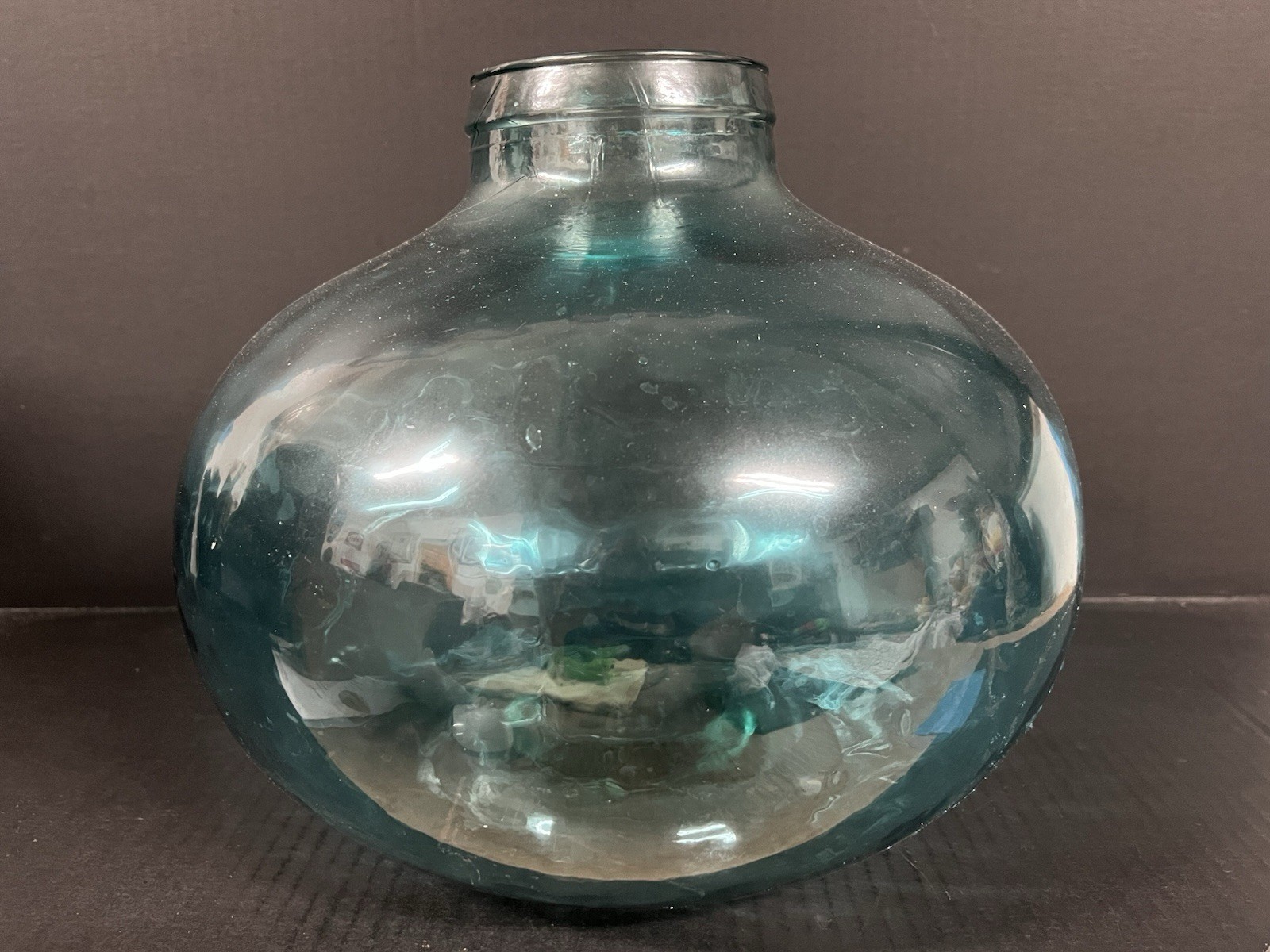 Large Vidrios San Miguel Aqua Blue Bulbous Recycled Art Glass Vase Large Vidrios San Miguel Aqua Blue Bulbous Recycled Art Glass Vase