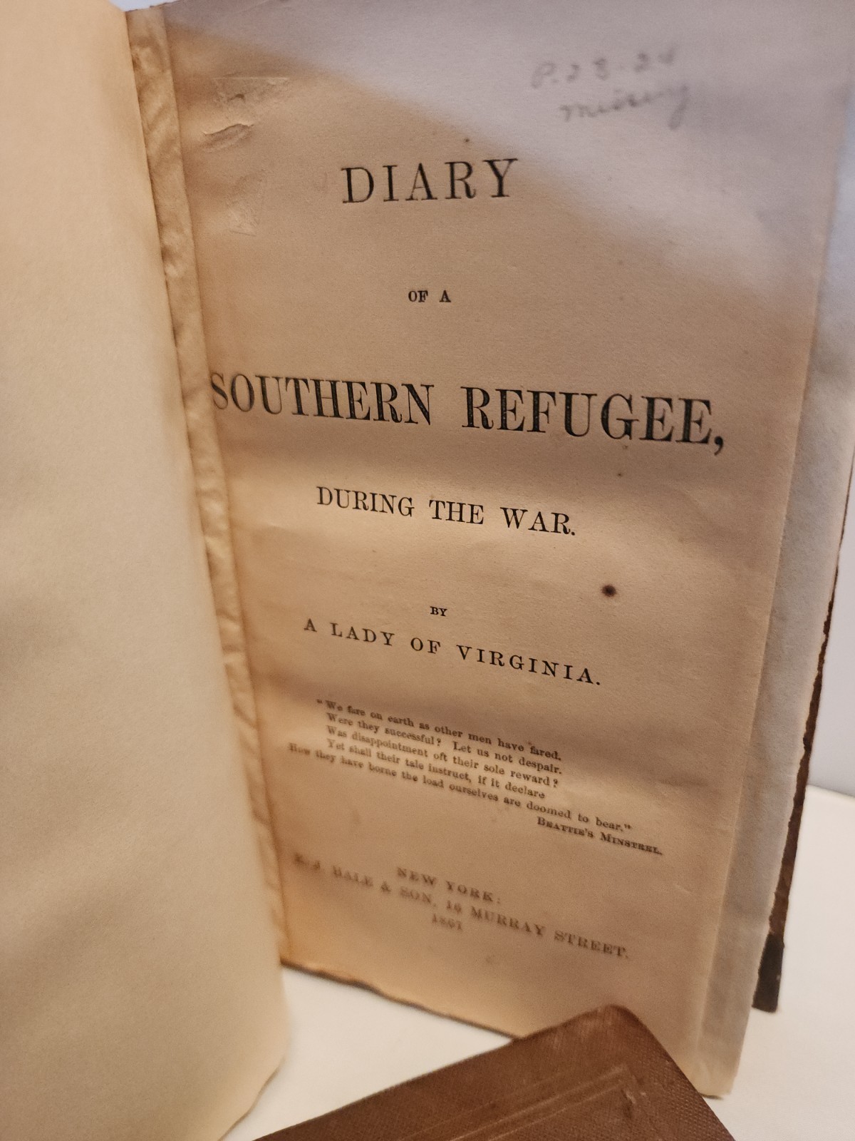 Diary of a Southern Refugee During the War, by a Lady of Virginia. Diary of a Southern Refugee During the War, by a Lady of Virginia.