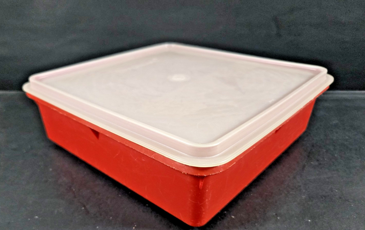 VTG Tupperware 514 Snack N Store Square 9x9 Storage Container Paprika & Lid VTG Tupperware 514 Snack N Store Square 9x9 Storage Container Paprika & Lid