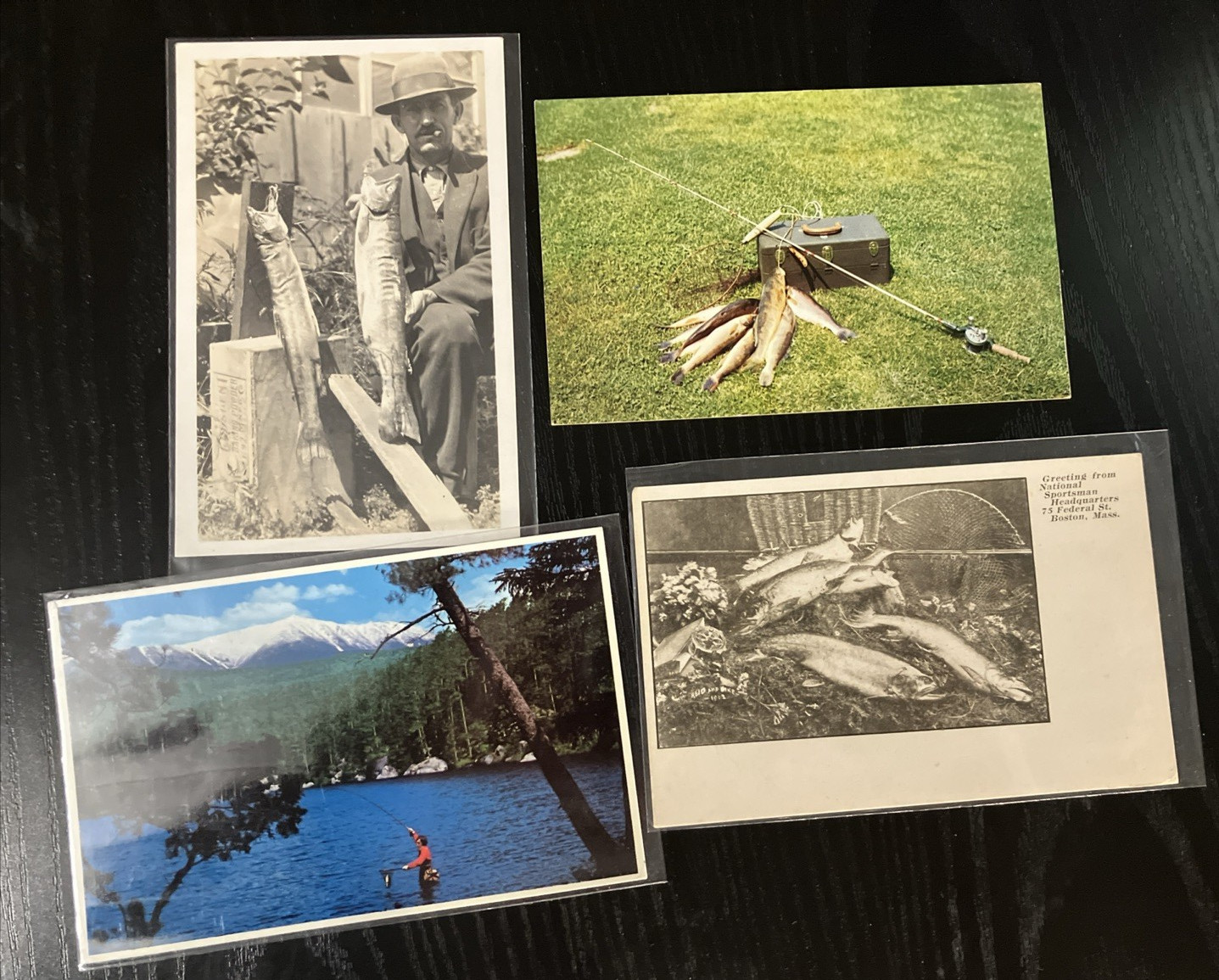 Lot 4 VTG Fishing Postcards RPPC MN Walleye Pike Muskie +Maine 1950s Souvenir F5