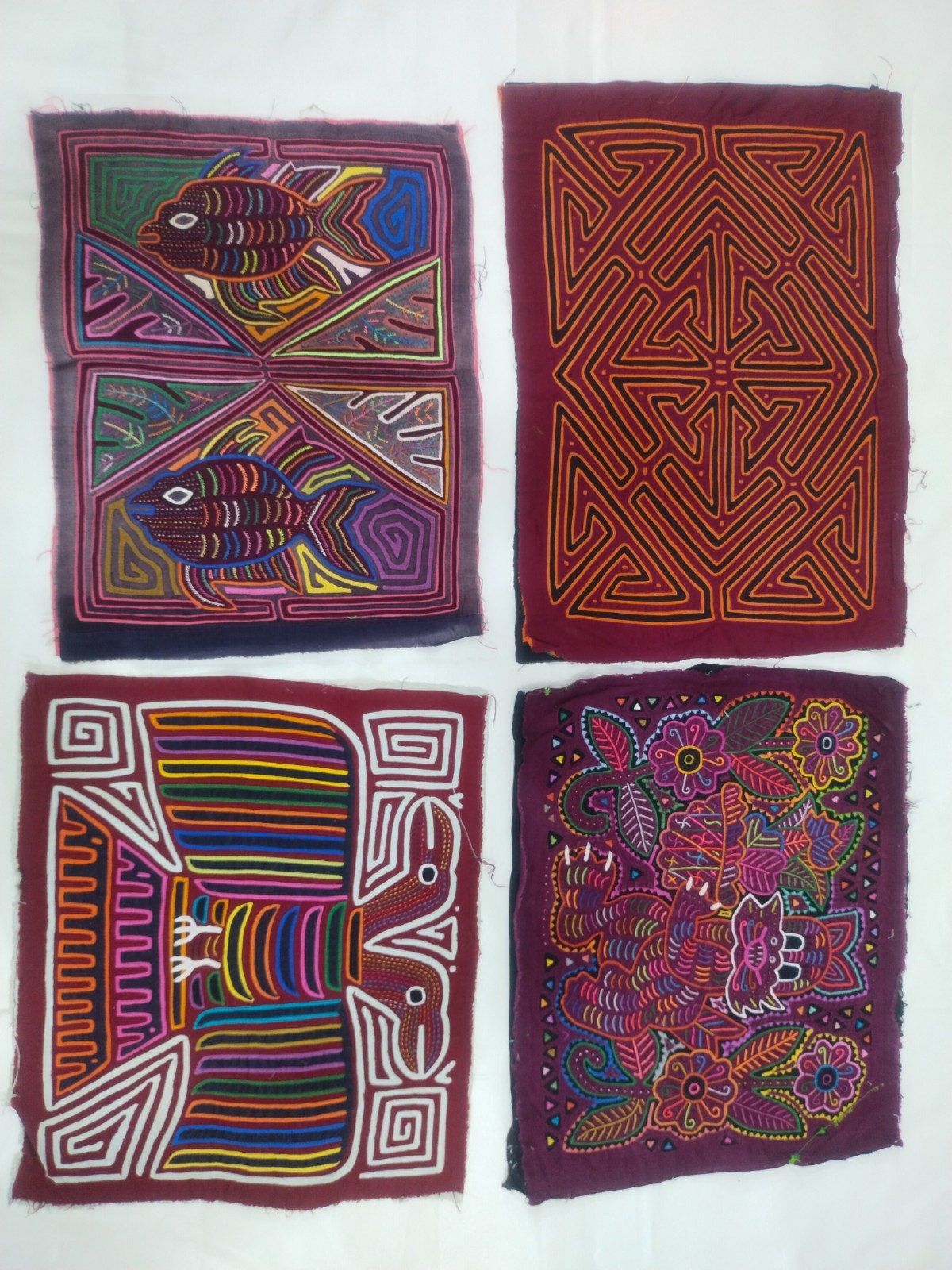 vintage fantastic molas panama kuna lot appliques woven needlework t1600 vintage fantastic molas panama kuna lot appliques woven needlework t1600