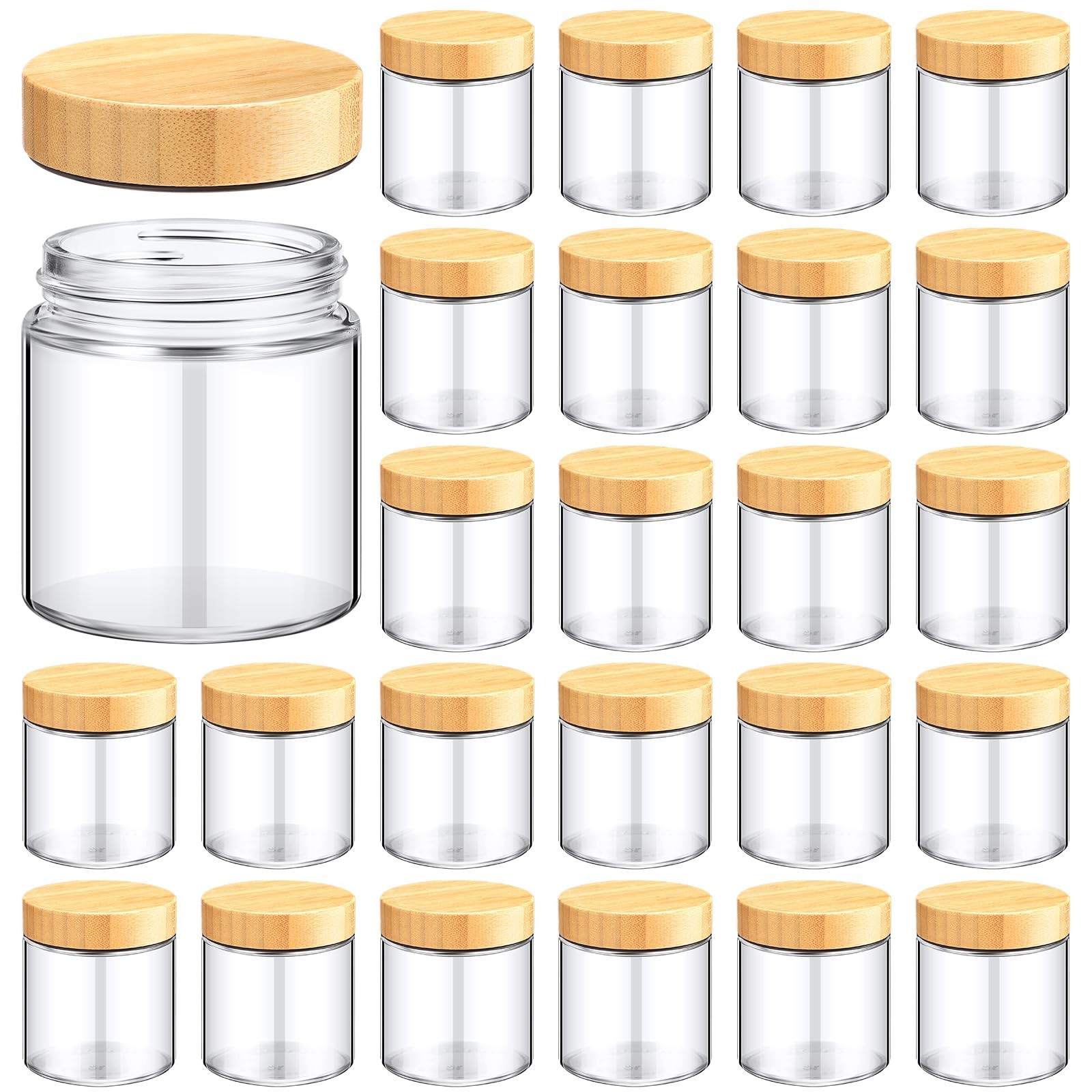 Norme 24 Pcs Glass Cosmetic Jars Empty,8 oz,Natural Wood / Norme 24 Pcs Glass Cosmetic Jars Empty,8 oz,Natural Wood /