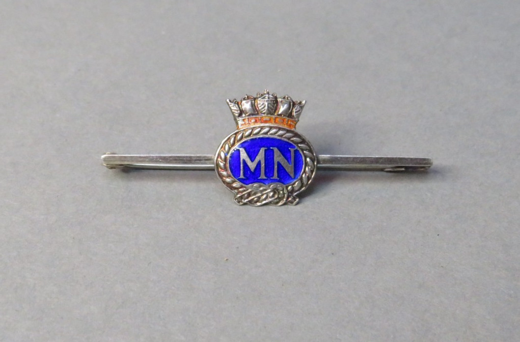 c.WWII Kings Crown Merchant Navy Silver & Enamel Sweetheart Brooch Bar Badge TLM c.WWII Kings Crown Merchant Navy Silver & Enamel Sweetheart Brooch Bar Badge TLM