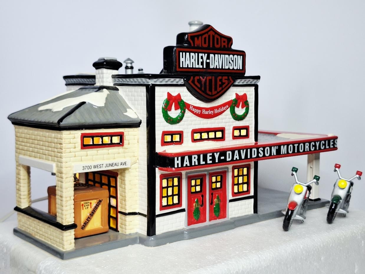 Department 56 Snow Village Harley-Davidson Manufacturing Intro 1998 retired 2000