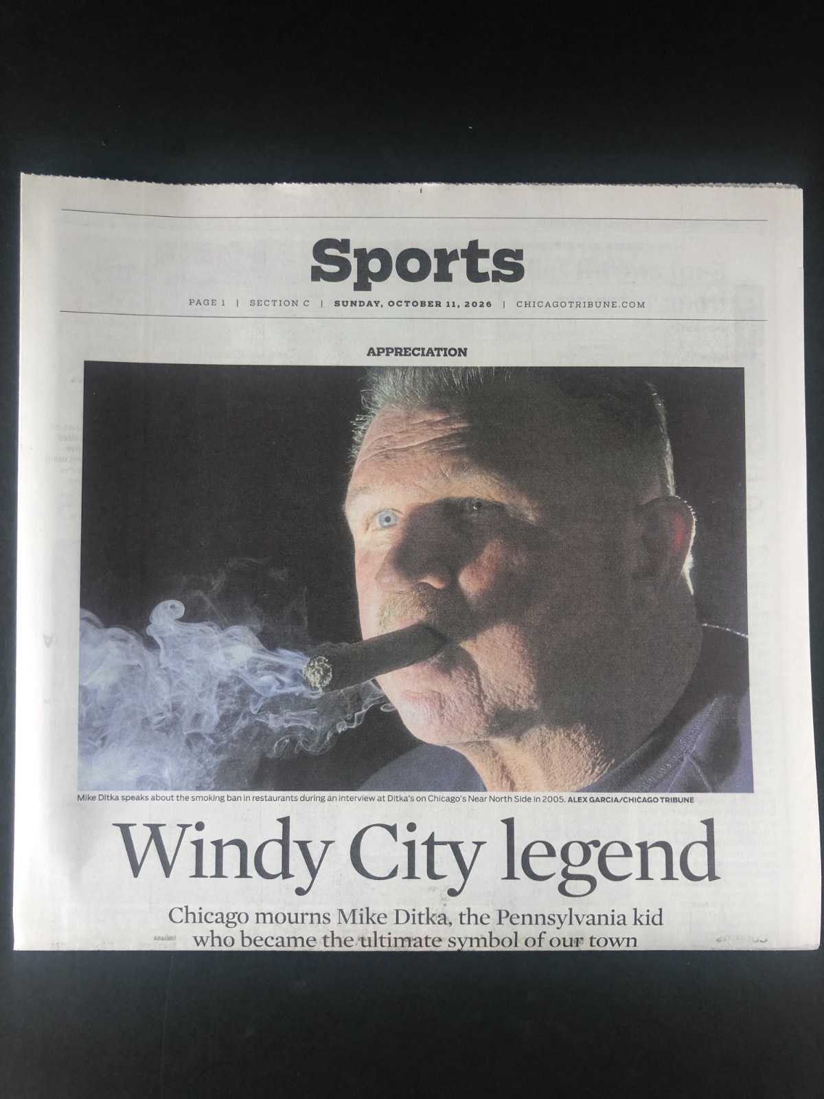 Mike Ditka (1939-2026) -  SPORTS SECTION - Chicago Tribune Newspaper - 10-11-26