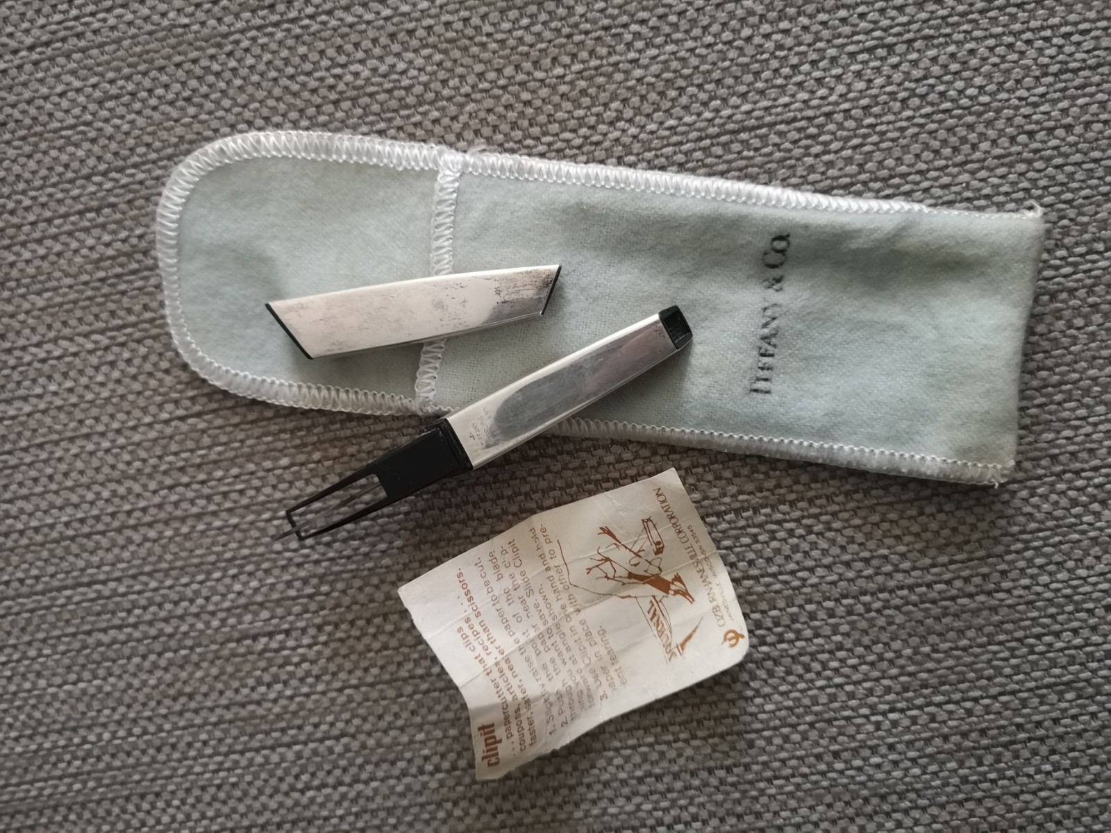 Vintage Silver Paper Coupon Cutter By Tiffany and Co. With Pouch