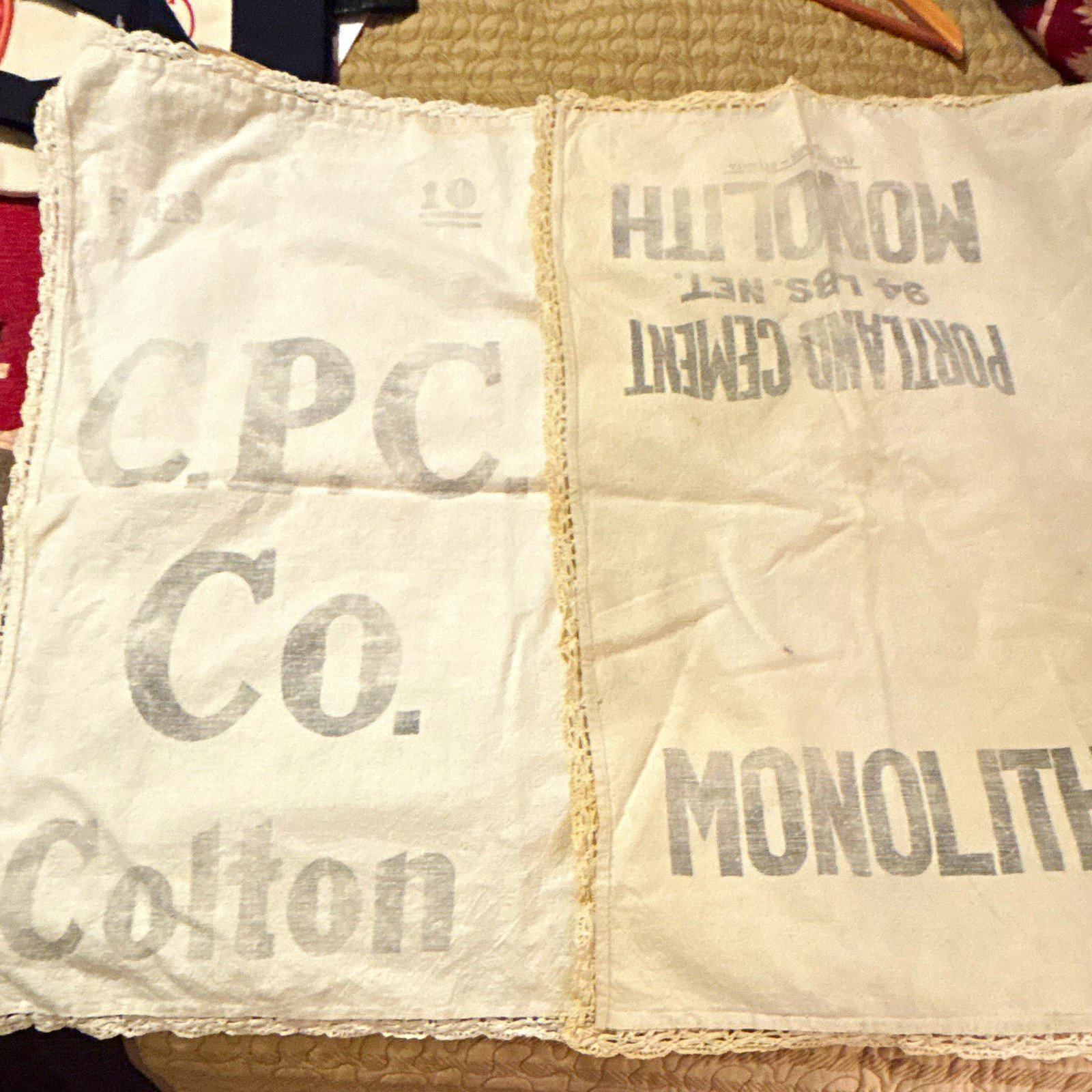 Vintage California Portland Cement Sacks - Lot of 2 Monolith & Colton C.P.C. Co. Vintage California Portland Cement Sacks - Lot of 2 Monolith & Colton C.P.C. Co.